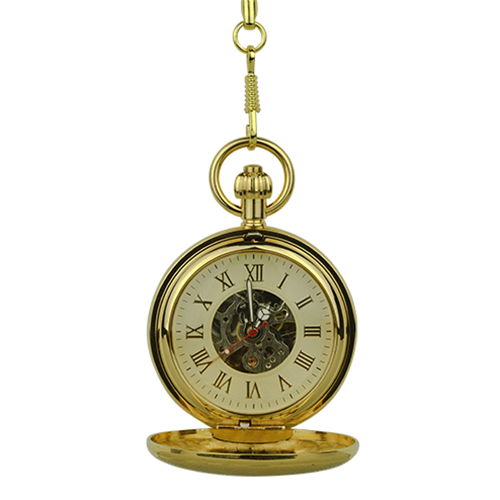 Polished Gold Double Hunter Pocket Watch