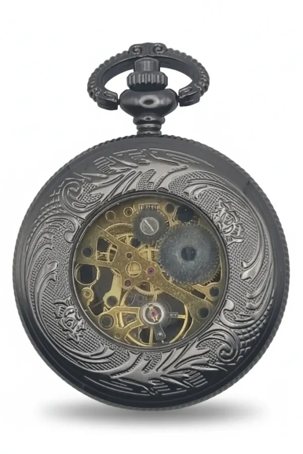FAC-004-pocket-watch-3 Clear View Half Hunter Pewter And Gold Pocket Watch product image