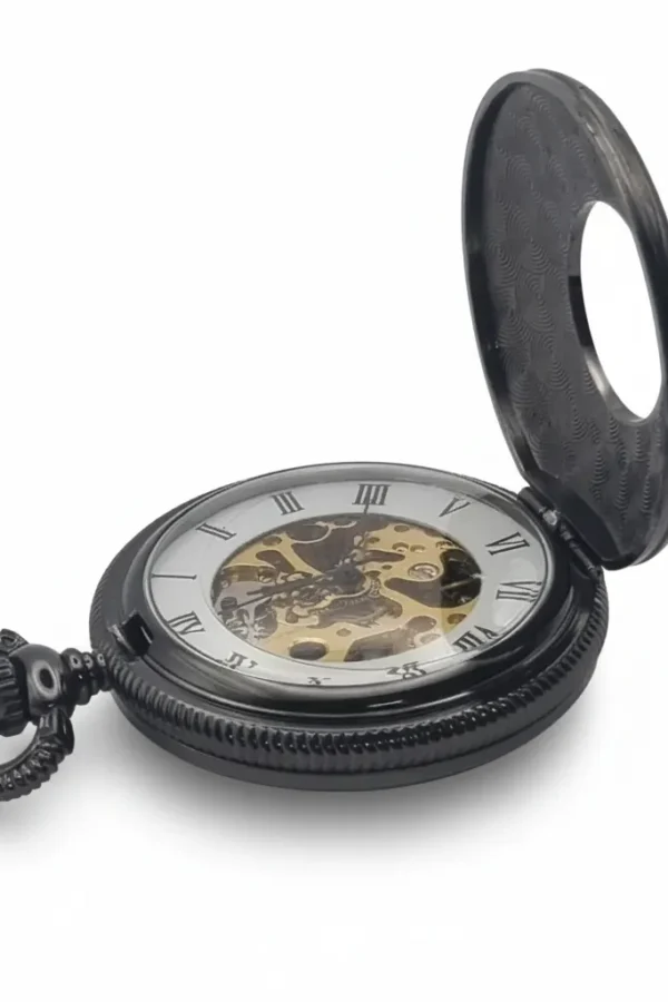 FAC-004-pocket-watch-4 Clear View Half Hunter Pewter And Gold Pocket Watch product image