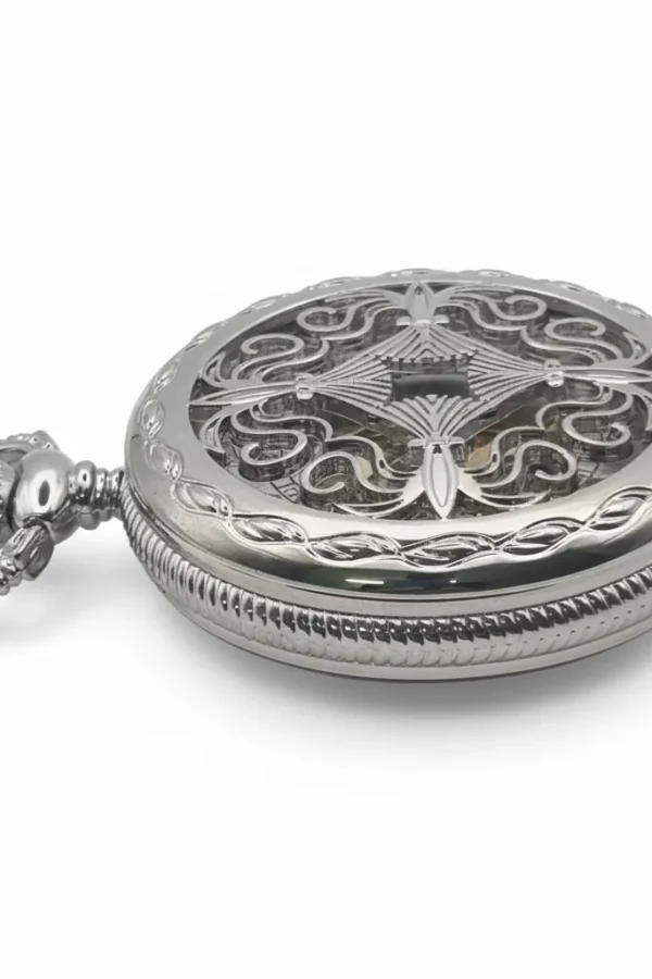 Intricate Patterned Silver Half Hunter Pocket Watch product image