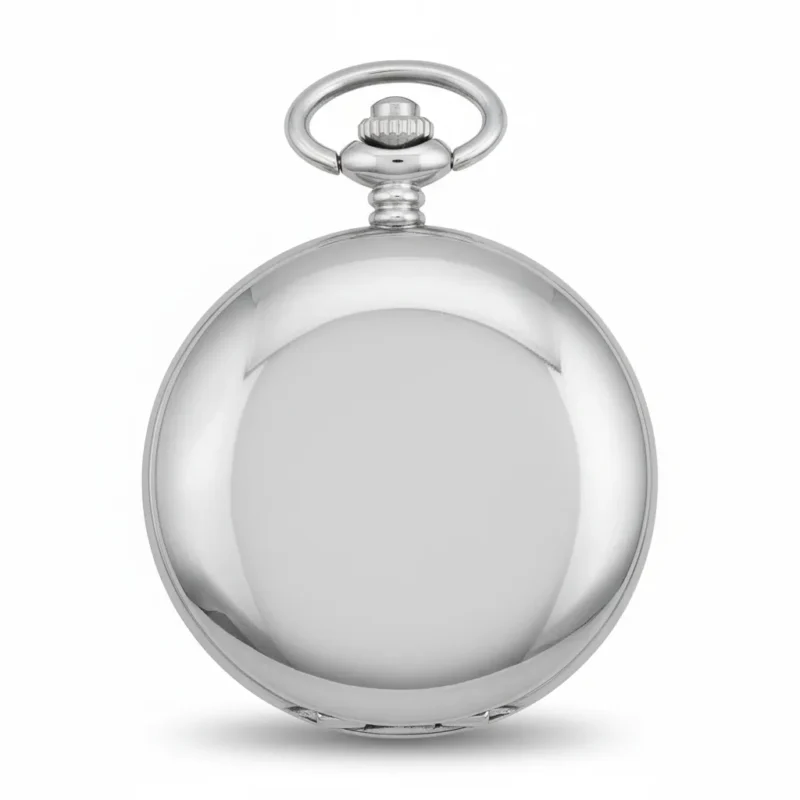 Polished Silver Full Hunter Pocket Watch
