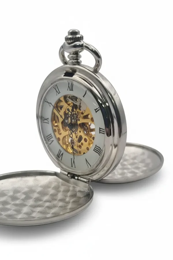 Polished Silver Full Hunter Pocket Watch product image
