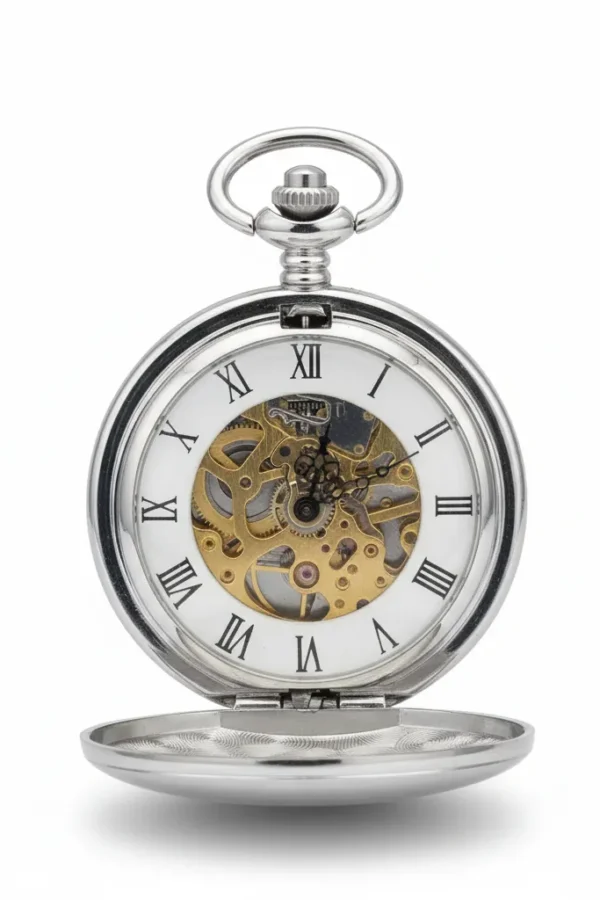 Polished Silver Full Hunter Pocket Watch product image