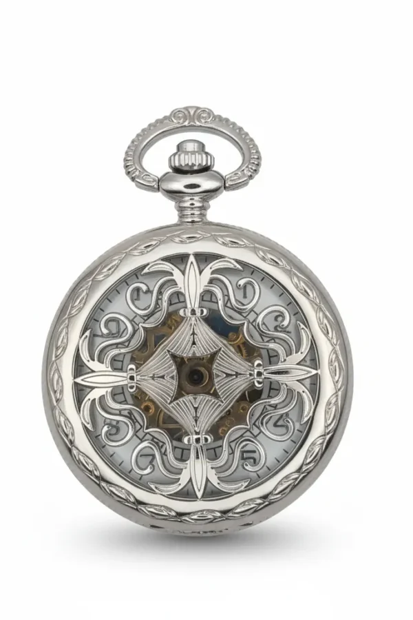 FAC-011-pocket-watch-2 Intricate Rose Half Hunter Pocket Watch product image