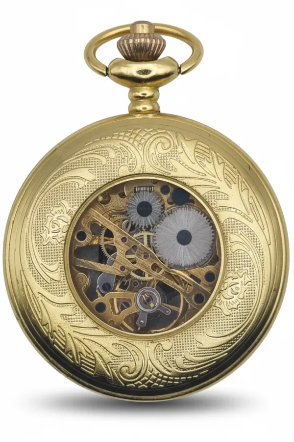 FAC-018-pocket-watch-1 Intricate Gold Ring Half Hunter Pocket Watch product image