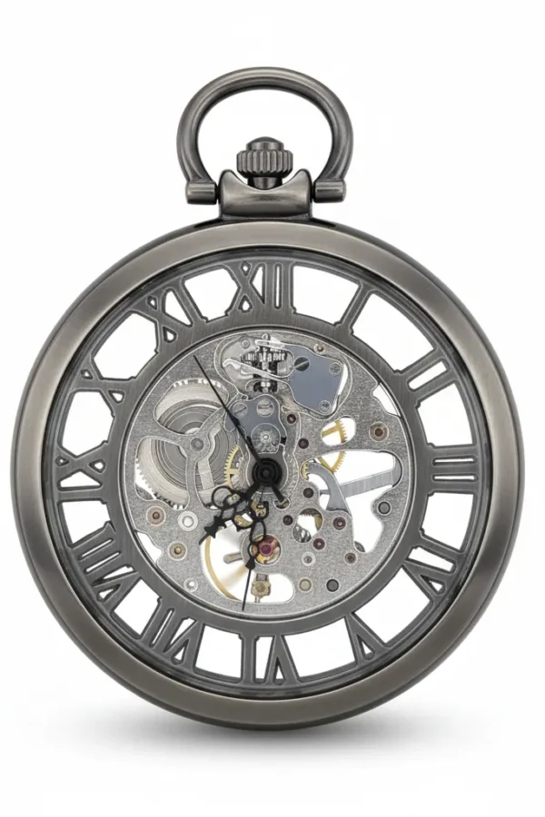 FAC-023-pocket-watch-1 Double Silver Roman Numeral Pocket Watch product image
