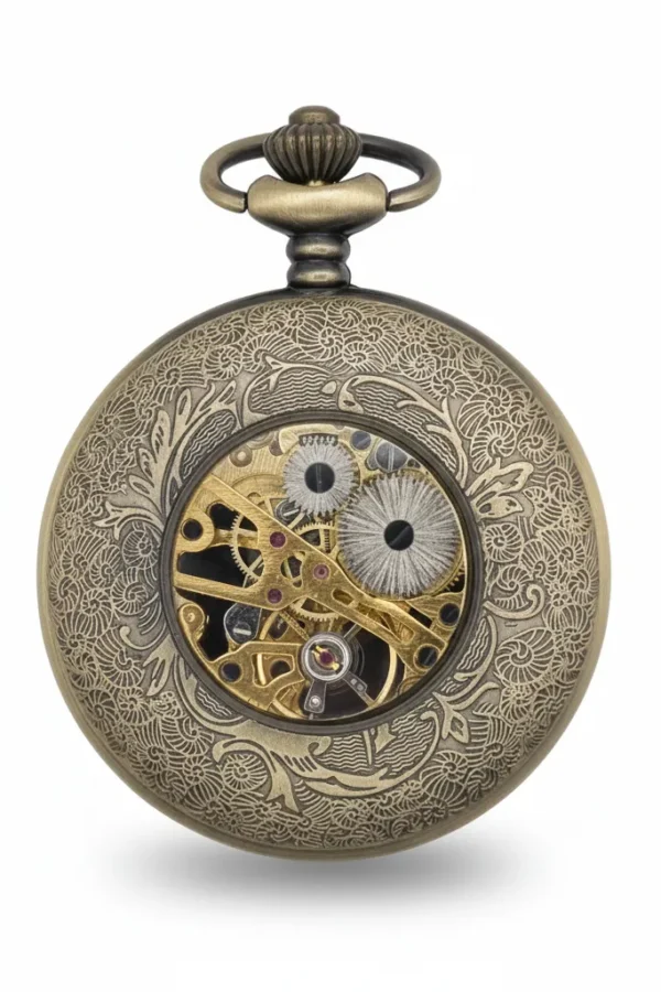 FAC-030-pocket-watch-1 Brass Flower Half Hunter Pocket Watch product image