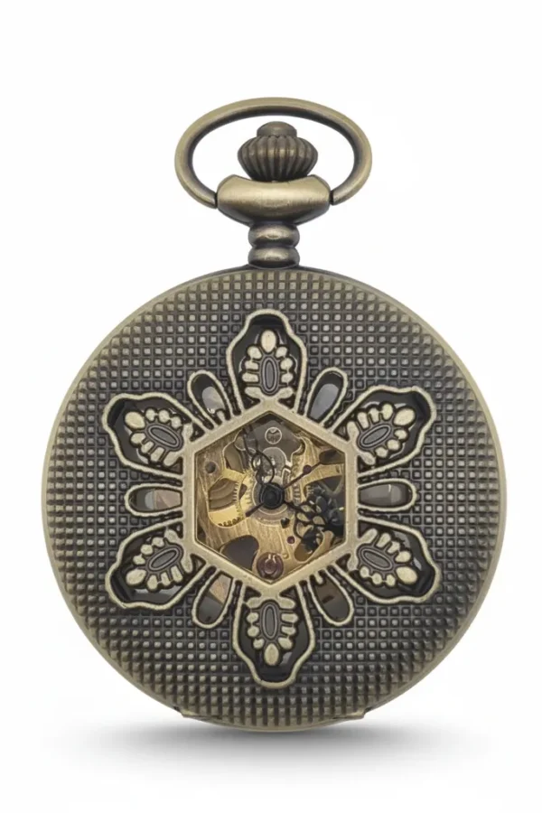 Brass Flower Half Hunter Pocket Watch product image