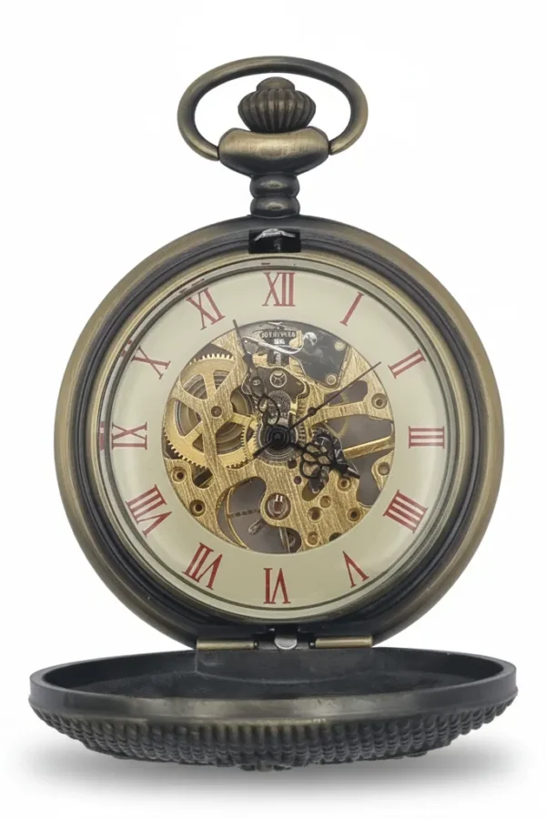 FAC-030-pocket-watch-3 Brass Flower Half Hunter Pocket Watch product image