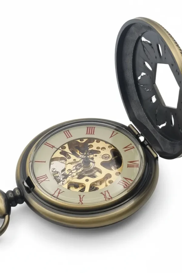FAC-030-pocket-watch-4 Brass Flower Half Hunter Pocket Watch product image