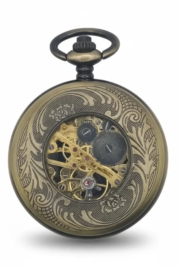 FAC-032-pocket-watch-1 Red Numeral Brass "Dad" Half Hunter Pocket Watch product image