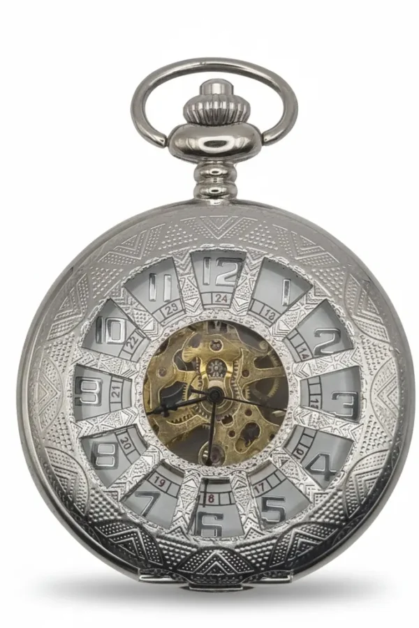 FAC-044-pocket-watch-2 Silver Spoked Half Hunter Pocket Watch product image