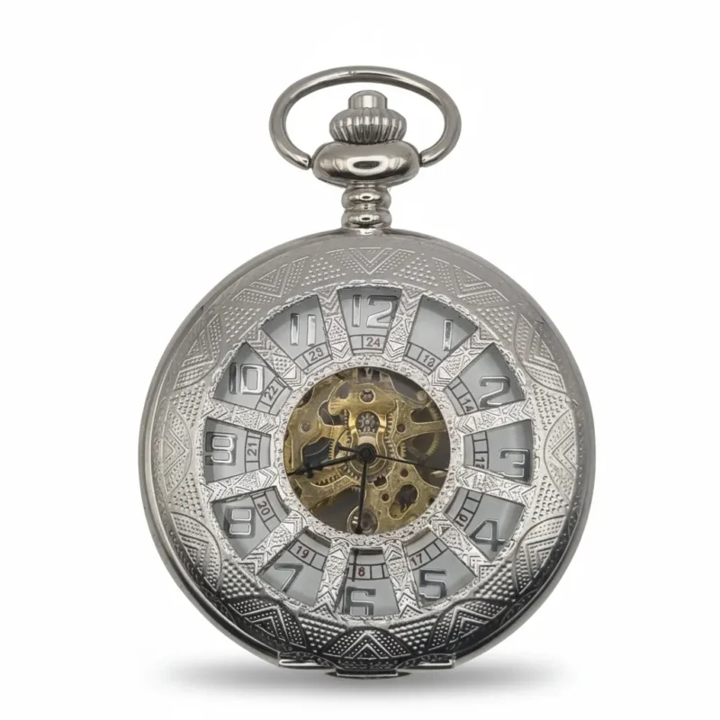 Silver Spoked Half Hunter Pocket Watch product image