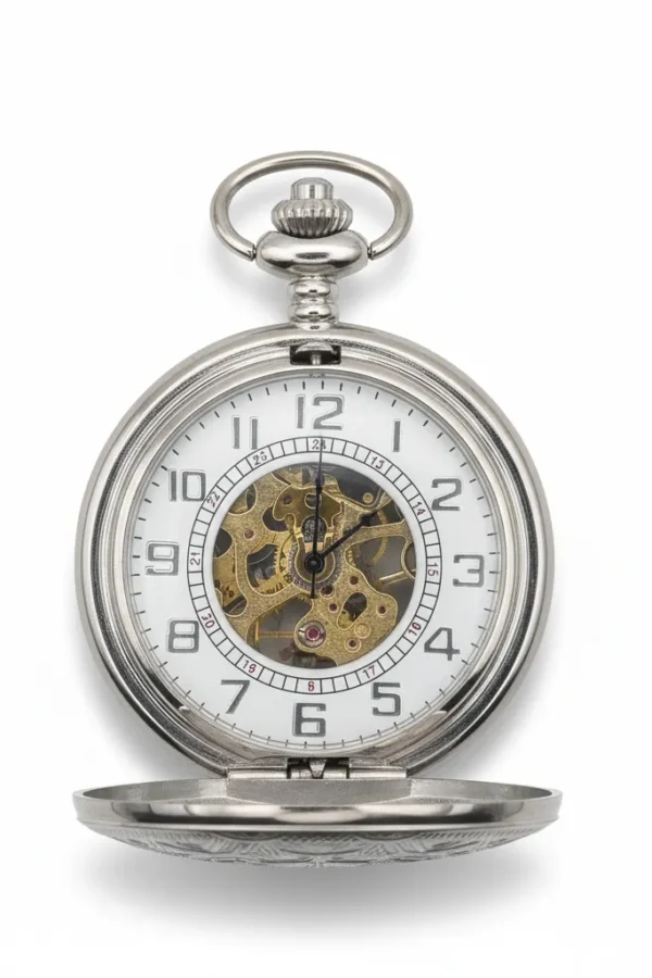 FAC-044-pocket-watch-3 Silver Spoked Half Hunter Pocket Watch product image
