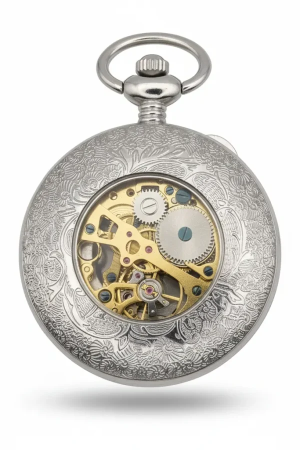 FAC-045-pocket-watch-2 Silver Classic Half Hunter Pocket Watch product image