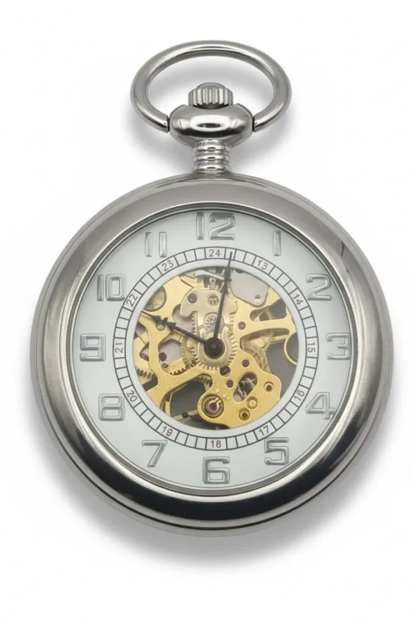 FAC-045-pocket-watch-3 Silver Classic Half Hunter Pocket Watch product image