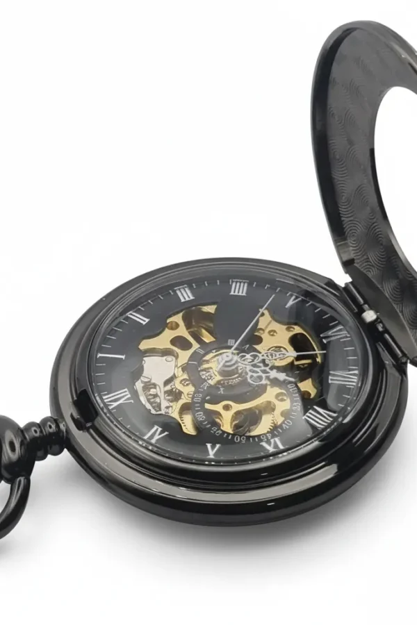 FAC-057-pocket-watch-4 Black Doughnut Half Hunter Pocket Watch product image