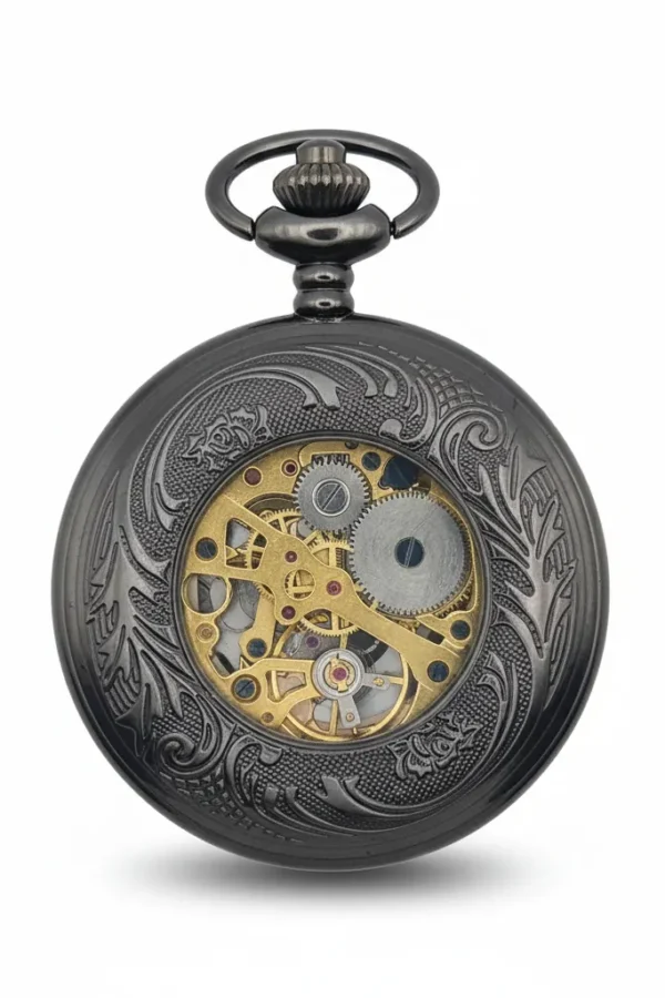 FAC-062-pocket-watch-1 Dark Metal Pointing Dagger Half Hunter Pocket Watch product image