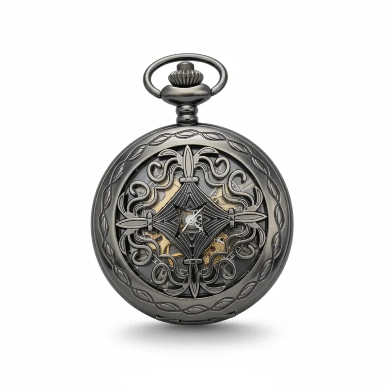Dark Metal Pointing Dagger Half Hunter Pocket Watch