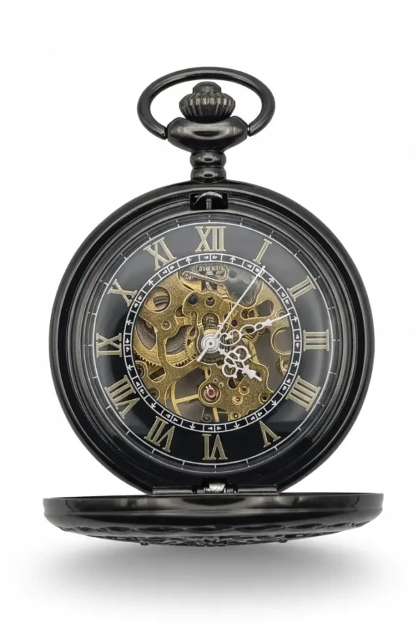 FAC-062-pocket-watch-3 Dark Metal Pointing Dagger Half Hunter Pocket Watch product image
