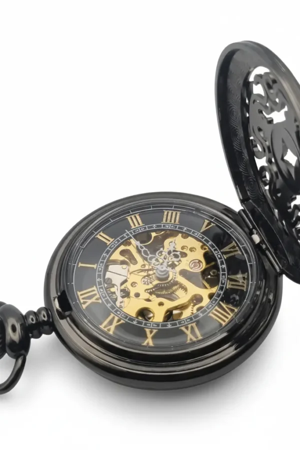 FAC-062-pocket-watch-4 Dark Metal Pointing Dagger Half Hunter Pocket Watch product image