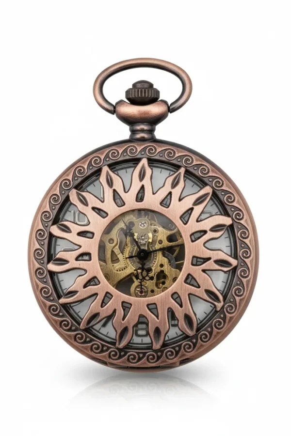 Brass Sunburst Half Hunter Pocket Watch product image