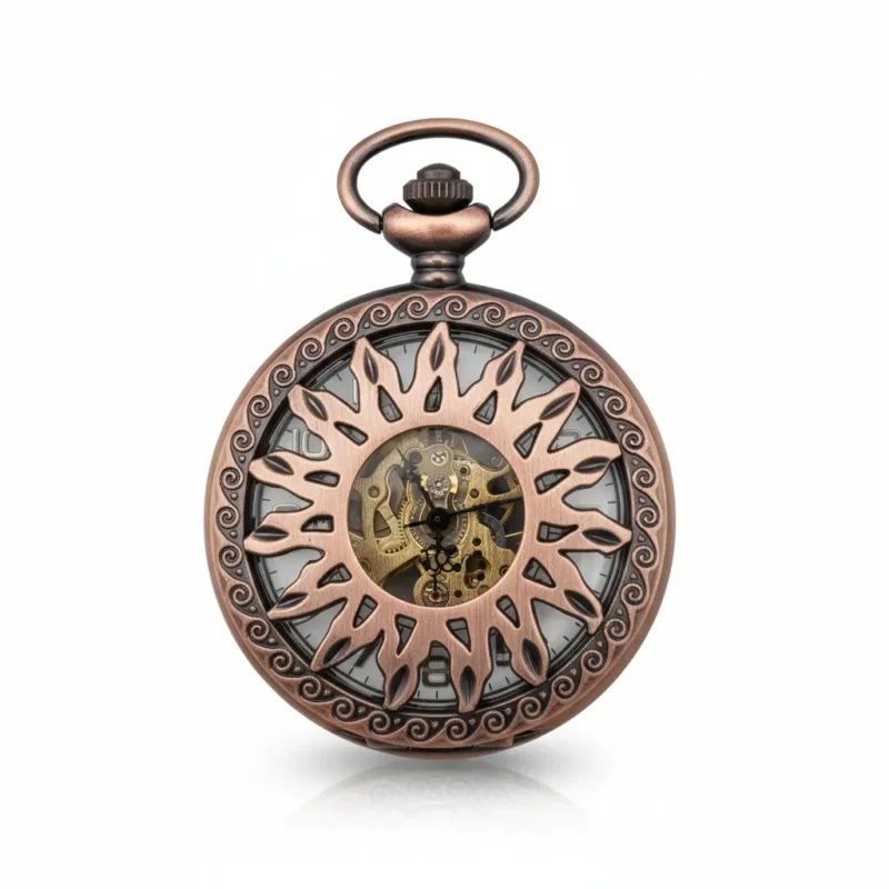 Brass Sunburst Half Hunter Pocket Watch product image