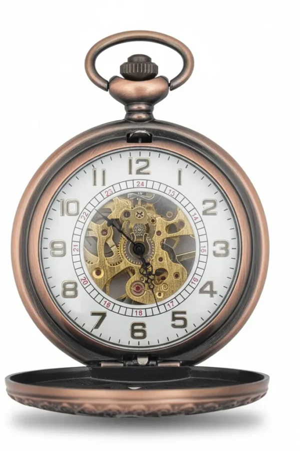 FAC-065-pocket-watch-3 Brass Sunburst Half Hunter Pocket Watch product image