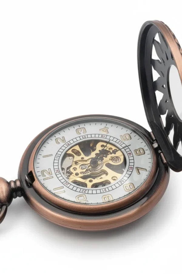 FAC-065-pocket-watch-4 Brass Sunburst Half Hunter Pocket Watch product image