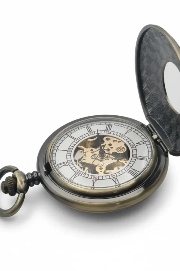 FAC-067-pocket-watch-1 Dark Metal Rolling Half Hunter Pocket Watch product image