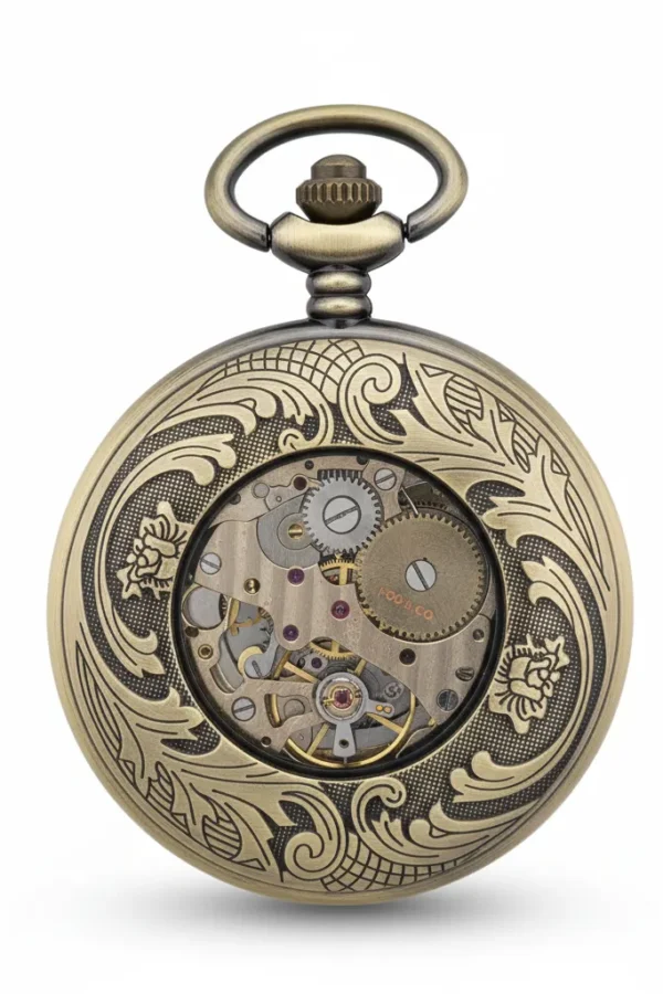FAC-067-pocket-watch-2 Dark Metal Rolling Half Hunter Pocket Watch product image