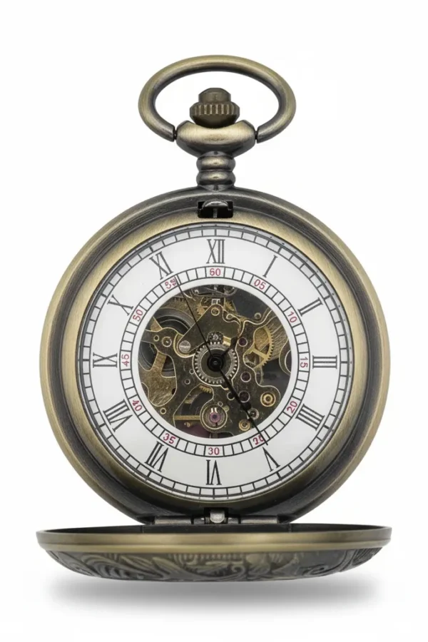 FAC-067-pocket-watch-4 Dark Metal Rolling Half Hunter Pocket Watch product image