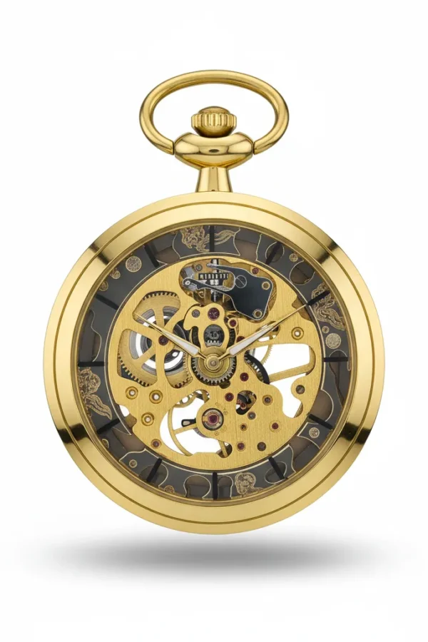 FAC-070-pocket-watch-2 Black Spoked Gold Pocket Watch product image