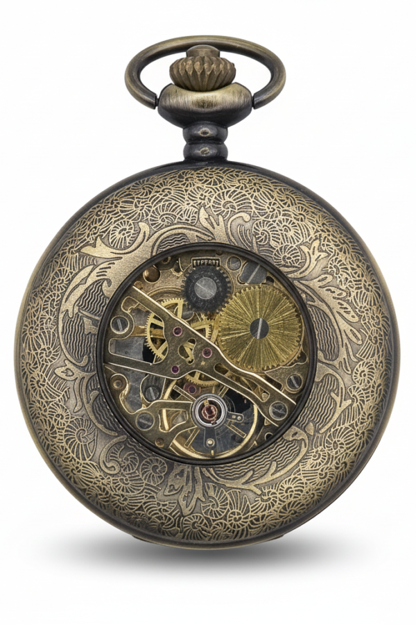 FAC-085-pocket-watch-2 Brass Four Dagger Half Hunter Pocket Watch product image
