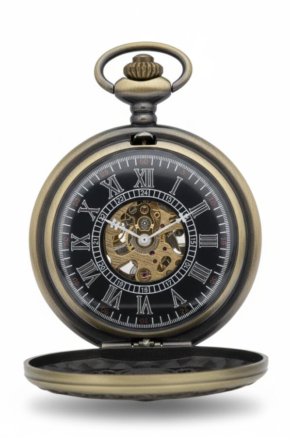 FAC-085-pocket-watch-3 Brass Four Dagger Half Hunter Pocket Watch product image