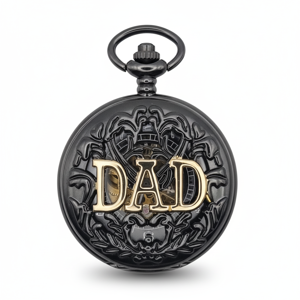Black and Gold Dad Hunter Pocket Watch