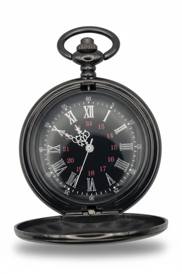 FAC-107-pocket-watch-3 Polished Black Half Hunter Pocket Watch product image