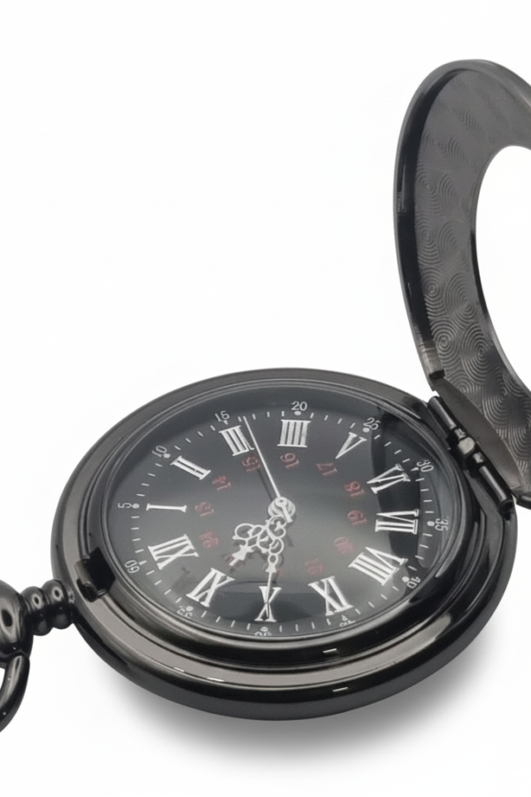 FAC-107-pocket-watch-4 Polished Black Half Hunter Pocket Watch product image