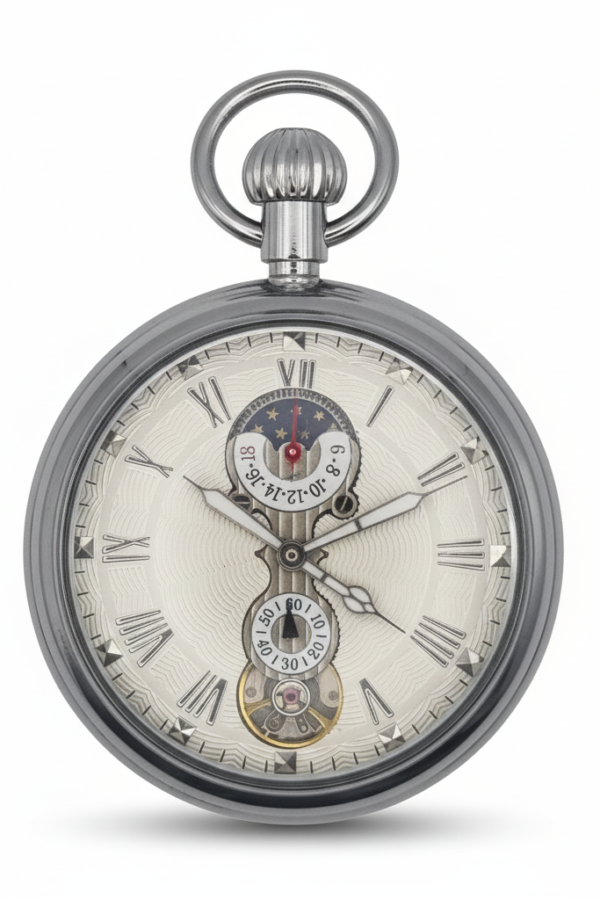 Silver Mechanical Open Dial Pocket Watch product image