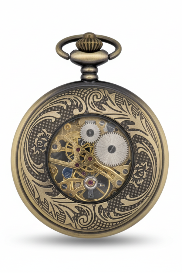 FAC-114-pocket-watch-2 Antique Brass Half Hunter Fob Watch product image