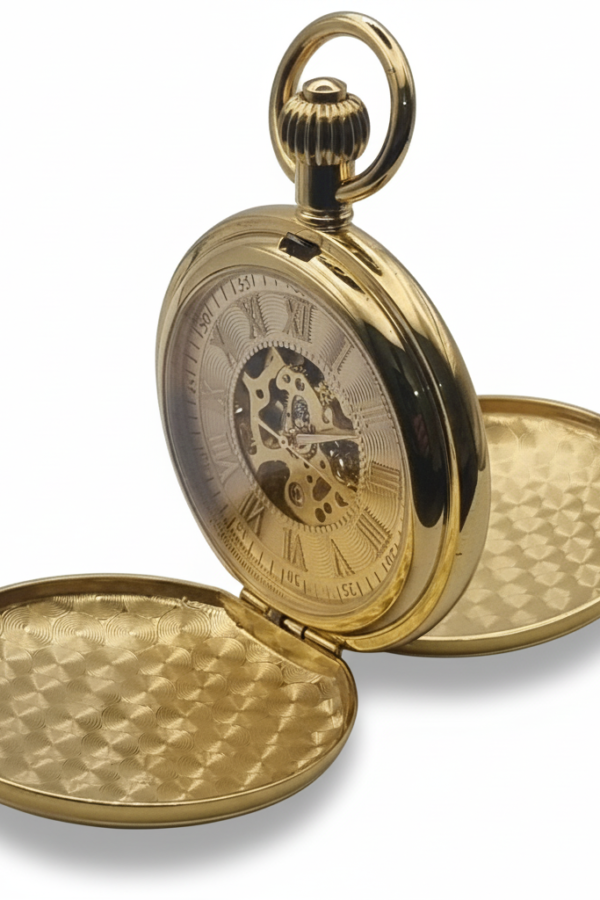 FAC-115-2-pocket-watch-1 Polished Gold Double Hunter Fob Watch product image