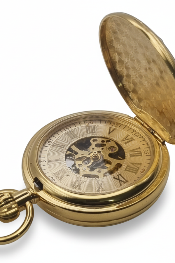 FAC-115-2-pocket-watch-2 Polished Gold Double Hunter Fob Watch product image