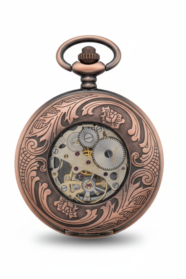 FAC152-pocket-watch-2 Bronze Greek Symbol Half Hunter Pocket Watch product image