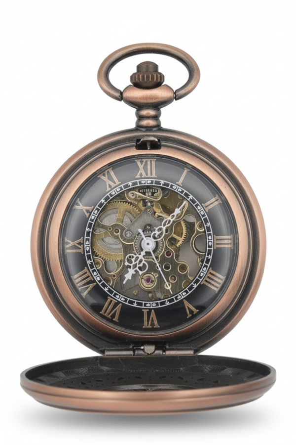 FAC152-pocket-watch-3 Bronze Greek Symbol Half Hunter Pocket Watch product image