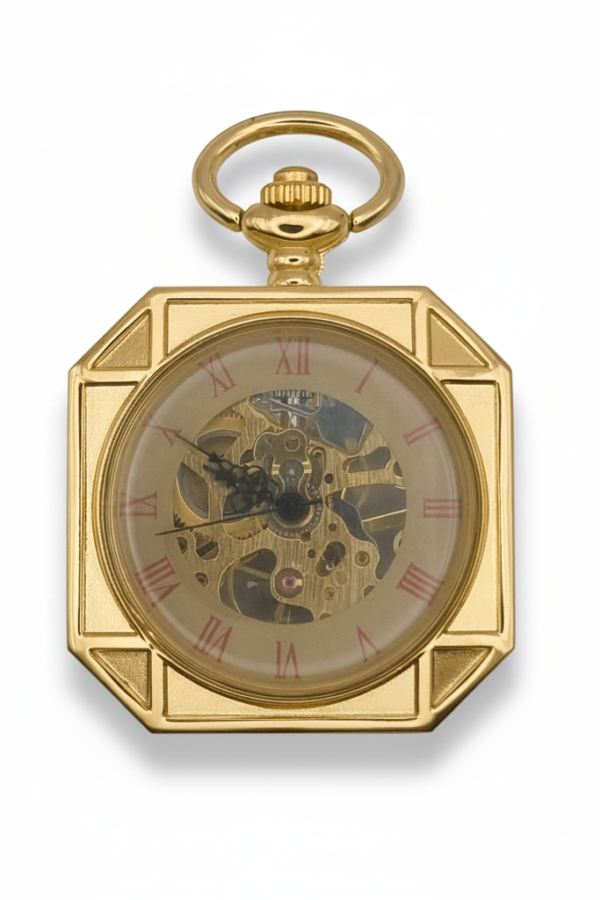 Gold Squircle Open Face Pocket Watch product image