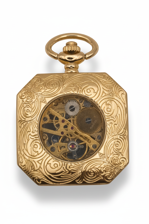 FAC154-pocket-watch-2 Gold Squircle Open Face Pocket Watch product image