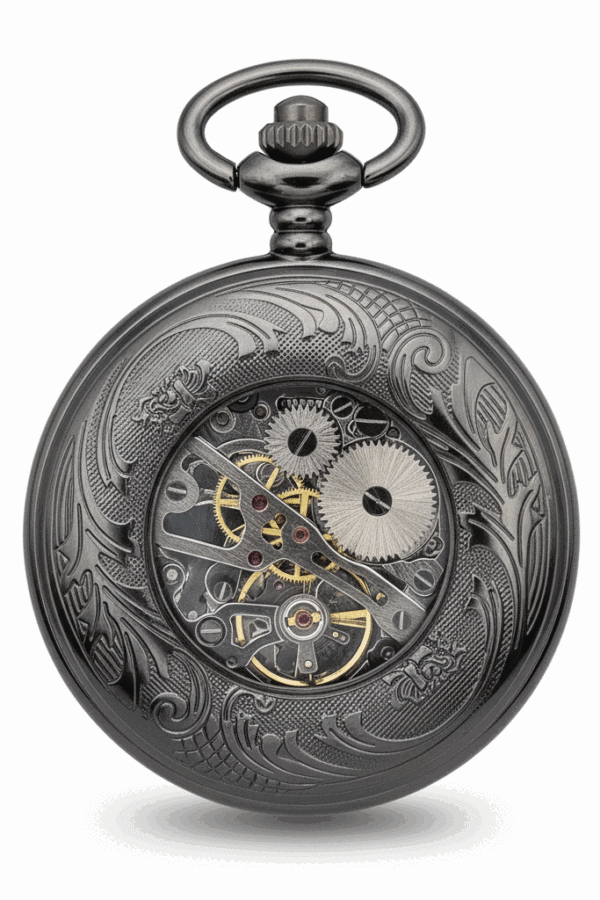 Polished Black Half Hunter Pocket Watch AU image 4 Polished Black Half Hunter Pocket Watch AU image 4