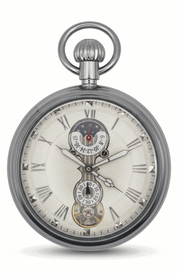 Silver Mechanical Open Dial Pocket Watch AU image 1 Silver Mechanical Open Dial Pocket Watch AU image 1