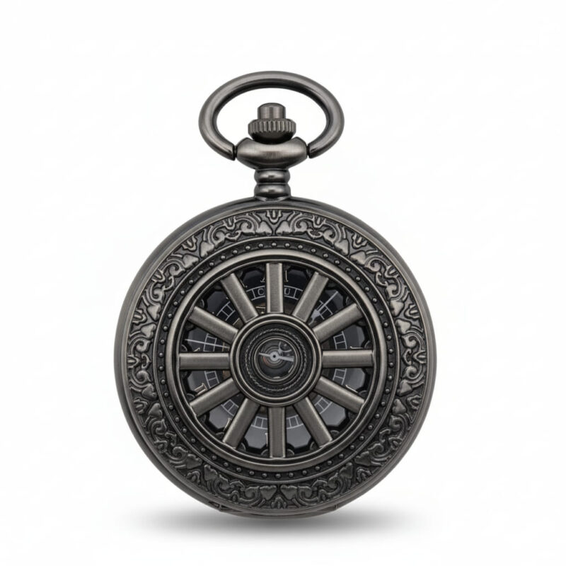 Black Vintage Tire Hunter Pocket Watch