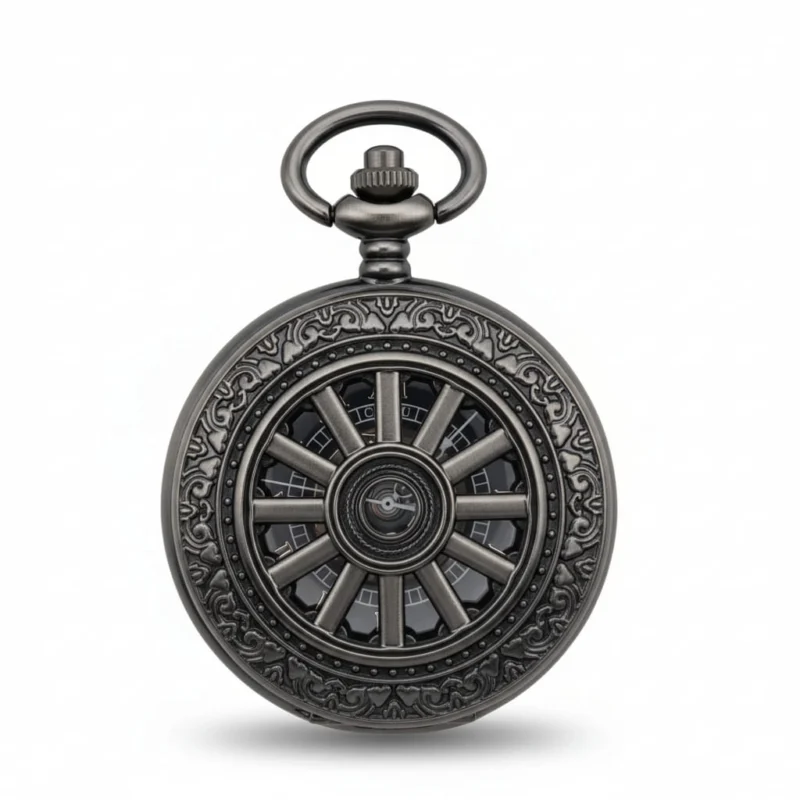 Black Vintage Tire Hunter Pocket Watch